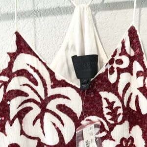 J.Crew Collection Red Sequin Tropical Mini Dress Holiday Party